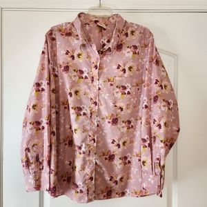 BLAIR PINK FLORAL BUTTON FRONT  BLOUSE SIZE 3XL
